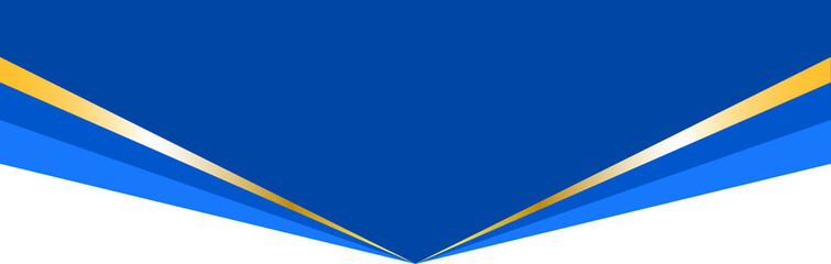 Border shape for banner design. Blue header section with golden line. Abstract bottom for web page. Curved divider template. Wavy horizontal separator