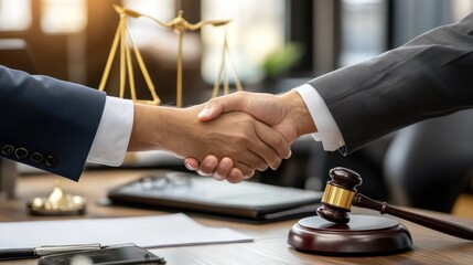 Legal Professionals Handshake: Partnership and Justice