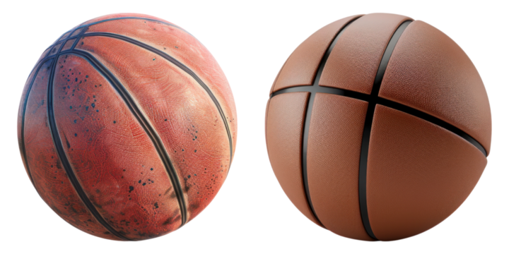 Basket ball isolated on transparent background, PNG, Set of