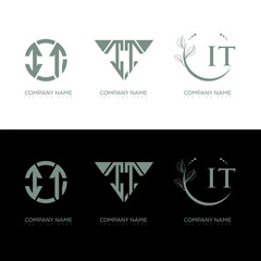 IT minimalist and classic logo set design. IT monogram circle shape vector. IT unique design.