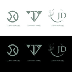 JD minimalist and classic logo set design. JD monogram circle shape vector. JD unique design.