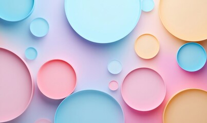 Modern abstract composition featuring colorful overlapping circles on a gradient background
