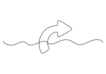 Continuous one line drawing Arrow pointing right. One line Arrow pointing right. Vector illustration