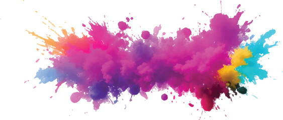 "Abstract Watercolor Masterpiece: Vivid Splashes of Color and Bold Brush Strokes Form a Rainbow of Vibrant Hues on a White Background, Creating a Contemporary, Trendy Aquarelle Design Element"
