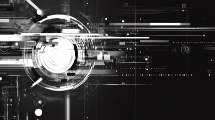 Obraz premium Abstract Digital Technology Design: Futuristic Black and White Graphic Art