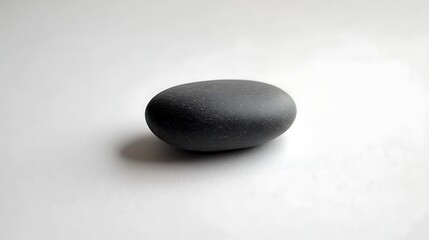 Single dark gray stone on white background. Use for zen, meditation, and mindfulness