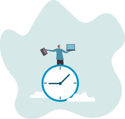 After hours worker, working late overtime or career that work in different time.business concept.flat character.