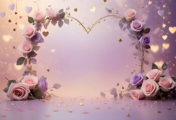 Elegant Purple Backdrop with Floating Heart Shapes