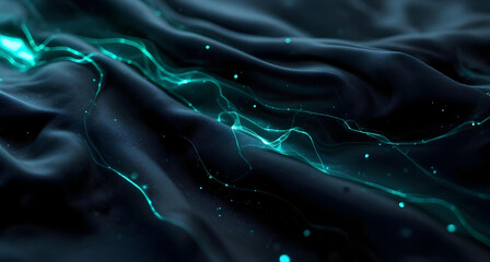 Rich charcoal abstract background displaying a realistic carbon fiber texture, with hints of dark green shimmering through