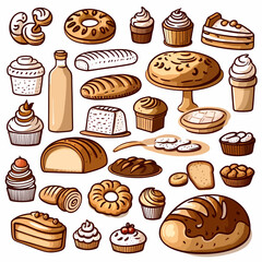 Vector unicorn set. Fantasy animal collection with yellow horn and pink mane. Fairytale horse character sitting, running, hugging with fairy, sleeping. Cartoon magic creature icons for kids