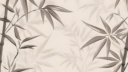 Elegant bamboo leaves framing a serene background, conveying tranquility and nature's beauty