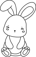 This hand-drawn rabbit stamp outline offers a simple and adorable bunny design, ideal for crafting, coloring, or as a printable art piece, perfect for Easter or springtime projects.