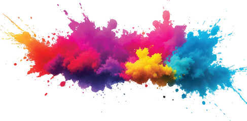 "A Stunning Explosion of Bright and Colorful Watercolor Splashes: Bold Brush Strokes in Vibrant Rainbow Hues Create a Modern, Abstract Aquarelle Design Against a Crisp White Background"
