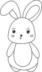 This hand-drawn rabbit stamp outline offers a simple and adorable bunny design, ideal for crafting, coloring, or as a printable art piece, perfect for Easter or springtime projects.