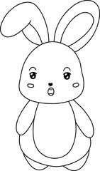 This hand-drawn rabbit stamp outline offers a simple and adorable bunny design, ideal for crafting, coloring, or as a printable art piece, perfect for Easter or springtime projects.