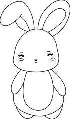 This hand-drawn rabbit stamp outline offers a simple and adorable bunny design, ideal for crafting, coloring, or as a printable art piece, perfect for Easter or springtime projects.