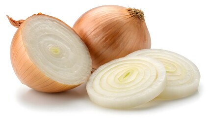 Realistic Whole Onion & Slices Detailed Botanical Food Image V2