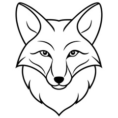 Simple Fox Head Art One Line Vector Style