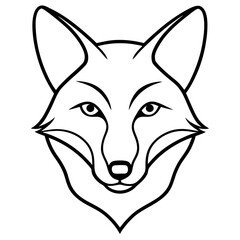 Simple Fox Head Art One Line Vector Style