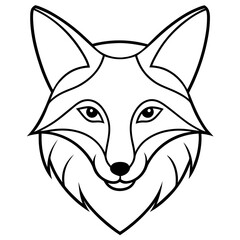Simple Fox Head Art One Line Vector Style