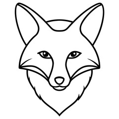 Simple Fox Head Art One Line Vector Style