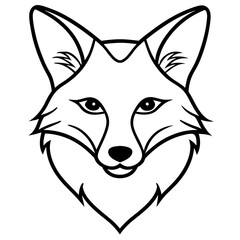 Simple Fox Head Art One Line Vector Style