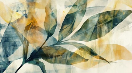Abstract Leaf Pattern with Soft Hues and Textured Background