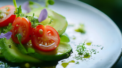A tomato and avocado salad with lime dressing, perfect for a healthy summer meal.