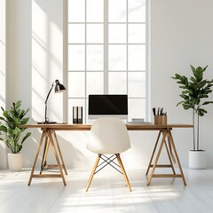 High rise business office stylish modern design large windows panoramic city skyline