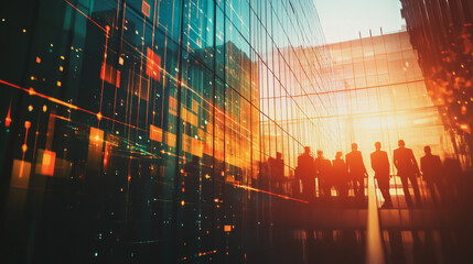 abstract professional business team people innovation connection of line from nail node to node on map background , networking concept