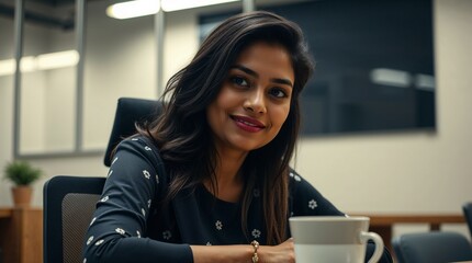 Office worker drinking coffee: Diverse workplace representation for corporate websites, HR materials, and diversity initiatives