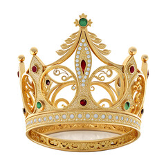 Fototapeta premium Royal Gold, A Front View Of Luxury Red Gold Crown Isolated On Transparent Background. Generative Ai
