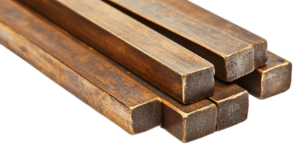 Several copper bars isolated on transparent background.