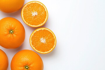 Fototapeta premium Bright and vibrant orange fruit with ample copy space for design and text, exuding freshness and vitality through its vivid colors