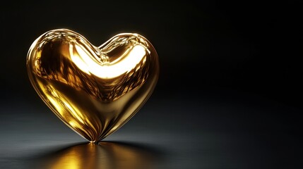 luxury 3d render of a golden heart with glossy finish and elegance