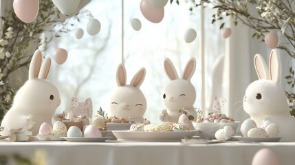 Easter Potluck Gathering with Friends Sharing Delicious Dishes