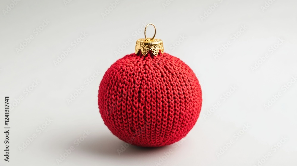 Sticker Red Knitted Crochet Christmas Ornament