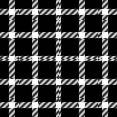 Effect check fabric texture, hounds seamless tartan pattern. France plaid textile vector background in black and white colors.