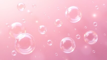Fototapeta premium 3d rendering of a transparent liquid bubble containing molecules floating on a light blue water background, perfect for skincare and cosmetic essence concepts