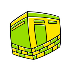 Colorful Hand-drawn Kaaba Mecca Illustration