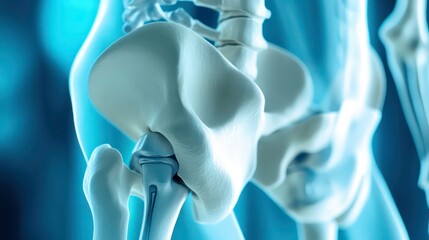 Surgeon reviewing hip replacement problems on a diagnostic image.