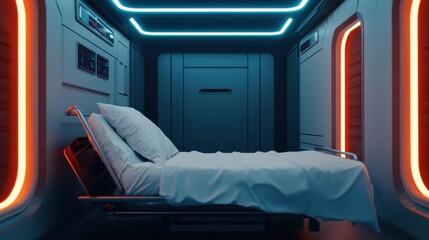 Fototapeta premium Futuristic hospital room design featuring advanced medical equipment