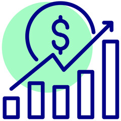profit growth vector mixed outline icon