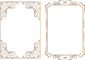vector vintage frames for decoration and design, golden gradient
