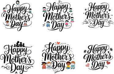 Set of 3 lettering stickers - Happy Mother's day.