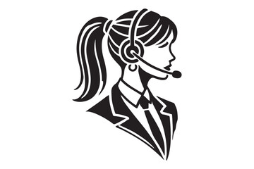 call center agent in profile view silhouette logo