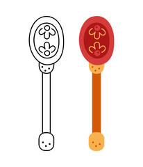 Two spoons with pattern. Hand drawn clip art for your project.