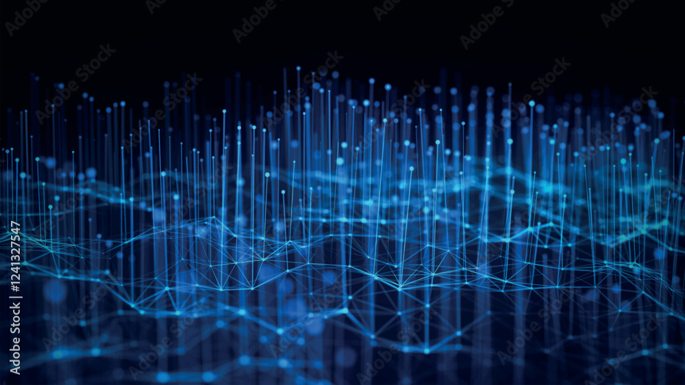 Poster molecular background with growing microorganisms. abstract background with connected dots and lines.