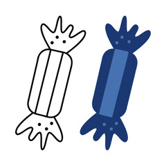 Two rectangular candies. Hand drawn clip art for your project.