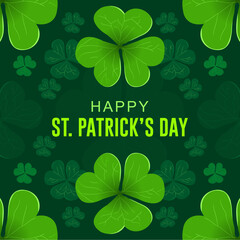 Happy St Patrick's Day banner in natural green background. Great for greeting covers, social posters and St Patrick's Day celebration party invitations. Vector illustration